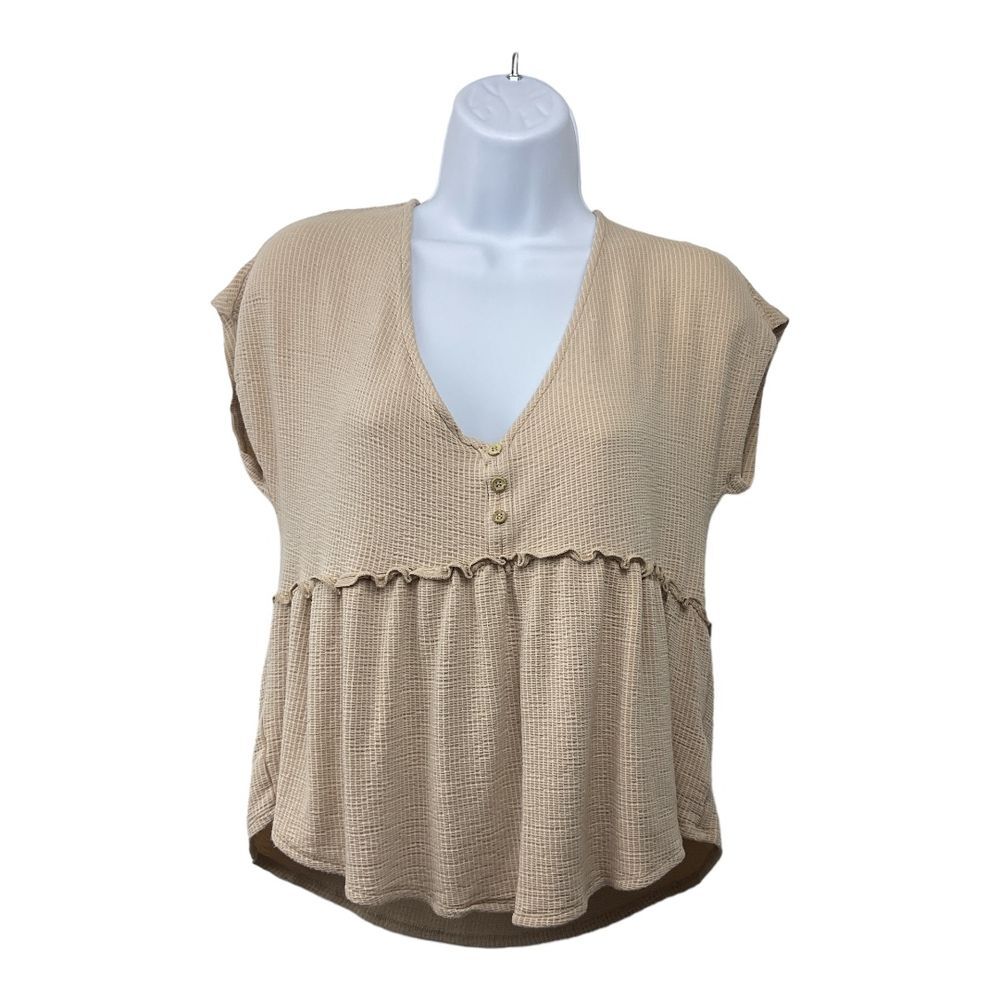 Atelier by Kirious Neutral Beige Baby Doll Top Women's‎ Size L